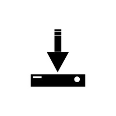 A silhouette of a download web icon design