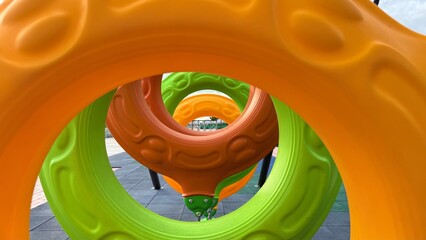 Playground, exercise of motor development. Outdoors, development and portrait of kids for playing, freedom and summer adventure with smile.