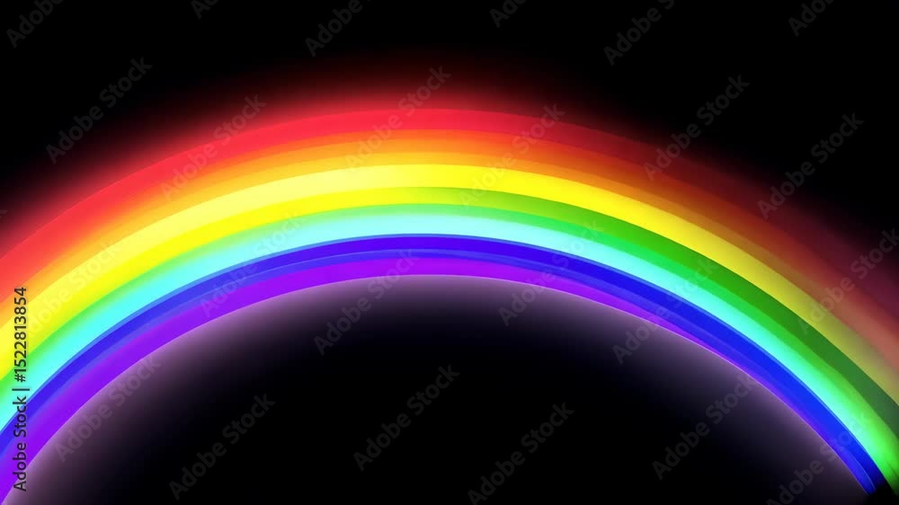 Poster rainbow arc light isolated on black background colorful glowing curve spectrum animation vibrant mot