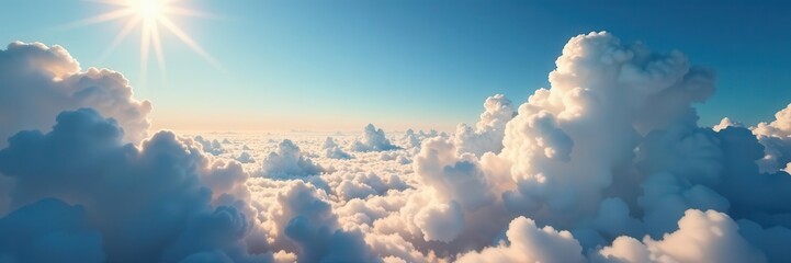 Wide, open sky, billowing clouds Dramatic celestial vista , beautiful, clear