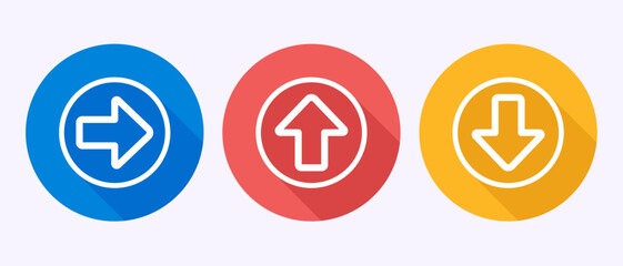 Arrow icon design illustration, arrow sign symbol in shadow button design