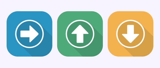 Arrow icon design illustration, arrow sign symbol in shadow button design