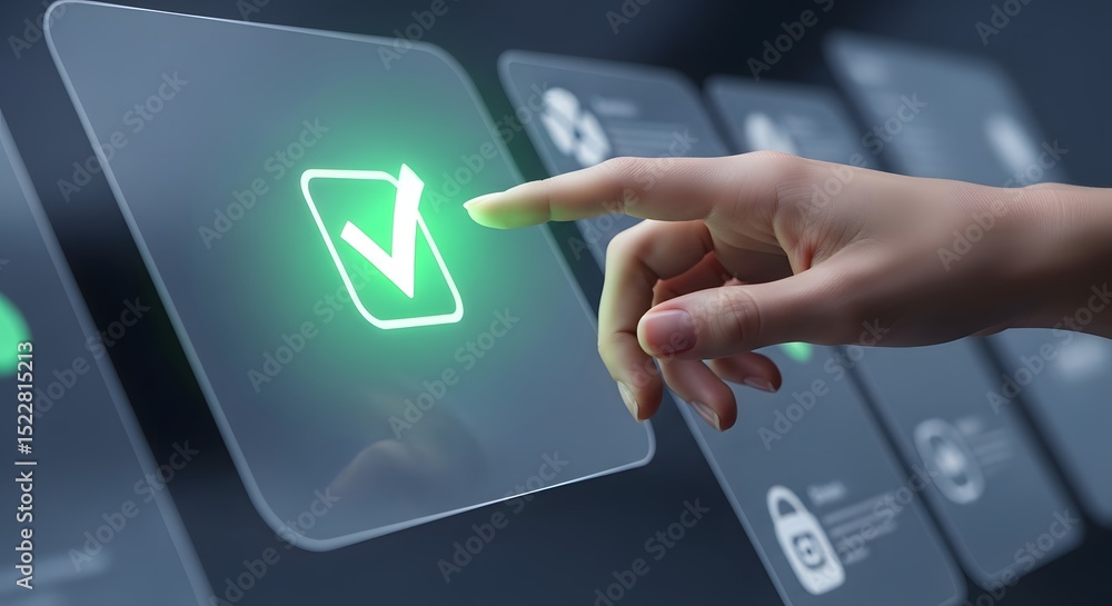Poster digital check mark intuitive interface design and user experience