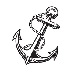 anchor marine nautical silhouette black and white