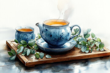 Tea cup painting with cups.