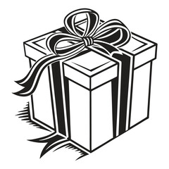 gift box present silhouette black and white
