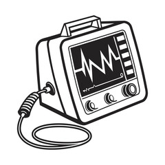 heartbeat monitor silhouette medical icon black and white