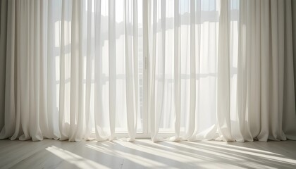 White curtain in the room. 