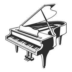 piano keyboard silhouette black and white