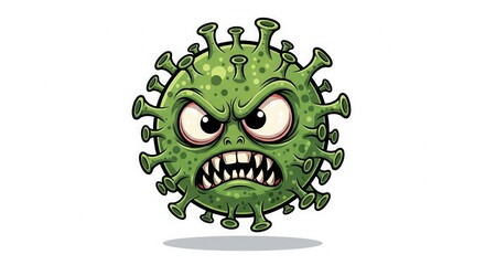 Fototapeta premium Angry Cartoon Corona Virus Character Vector | Corona, Virus, Corona PNG | Corona virus cartoon | corona cartoon on white background | corona virus