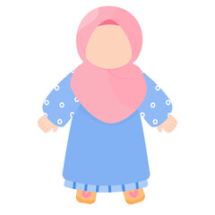 Cute Muslim Girl in Traditional Clothing, Illustration