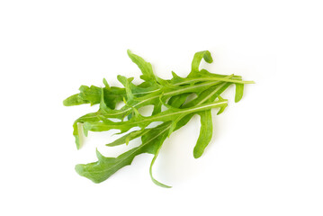 Arugula leaves isolated on white background.