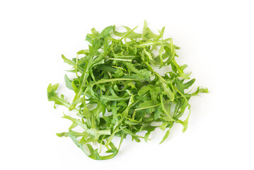 Arugula leaves isolated on white background.