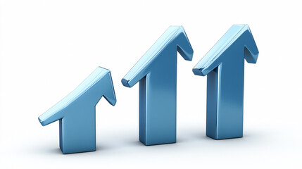 A blue background with arrows pointing upwards, representing stock market growth or business success in the financial industry graph show upward trends, symbolizing positive progress