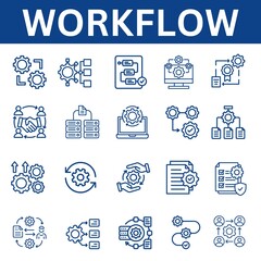 Set of workflow related line icons.