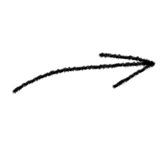 Doodle grunge arrow vector icon. Emphasis hand drawn line, paint chalk mark.