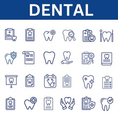 Set of Dental related line icons.  