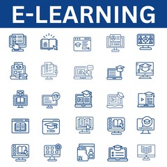 Set of e-learning  related line icons. 