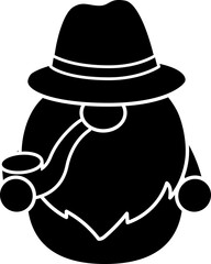 Father's Day gnome holding a pipe  black silhouette design.
Cute Father's Day gnome cartoon isolated.
Transparent background. SVG file.