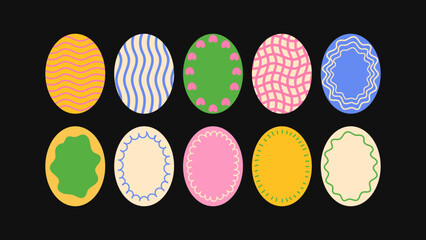 Vector doodle set of vibrant abstract backgrounds with bold colors, wavy shapes, and naive hand-drawn frames and borders — perfect for creative posters and playful design.