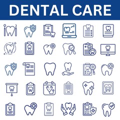Set of Dental Care related line icons.  