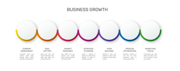 Vector template circle infographics. Business concept with 7 options and parts. Seven steps for content, flowchart, timeline, levels