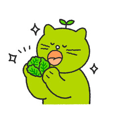 채식하는 초록 고양이 캐릭터