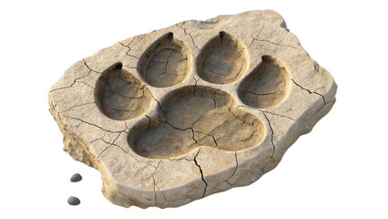 Aged Stone Tablet with a Deeply Imprinted Paw Print, Generated by AI