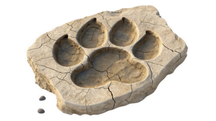 Aged Stone Tablet with a Deeply Imprinted Paw Print, Generated by AI