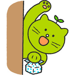 채식하는 초록 고양이 캐릭터