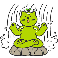 채식하는 초록 고양이 캐릭터