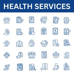 Set of Health Services related line icons.