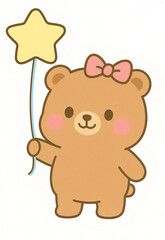 Cute female bear holding a balloon