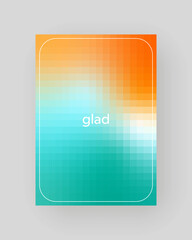 Poster with soft pixel gradient, pastel color pattern.