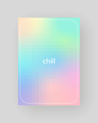 Poster with soft pixel gradient, pastel color pattern.