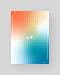 Poster with soft pixel gradient, pastel color pattern.