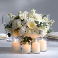 Elegant wedding centerpiece ideas white flowers candles for romantic table decor and event inspiration
