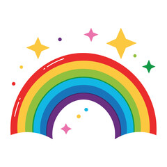 Colorful rainbow with stars vector illustration transparent png graphic design