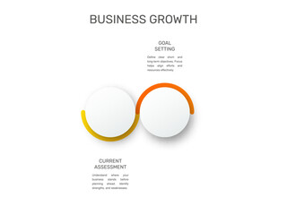 Modern and simple flat vector illustration. Infographic template with two circles, elements, sectors and percentages. Designed for business, presentations, web design, interface 2 step diagrams