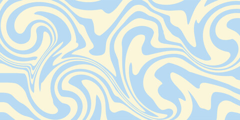 A minimal wavy abstract background with pastel blue and cream colors, inspired by 60s and 70s retro style.Vector illustration. © nawef