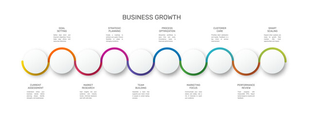 Modern and simple flat vector illustration. Infographic template with 10 circles, elements, sectors and percentages. Designed for business, presentations, web design, interface ten step diagrams