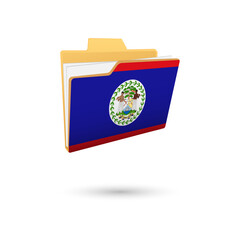 Vector illustration of Belize flag isolated in file folder on white background.