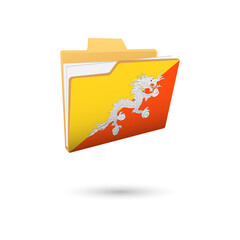 Vector illustration of Bhutan flag isolated in file folder on white background.