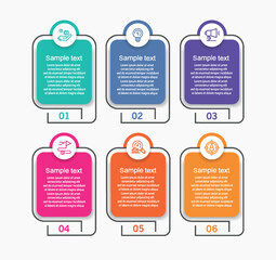 Infographic vector design template with 6 options, steps or processes. Can be used for workflow layout, diagram, annual report, web design	
