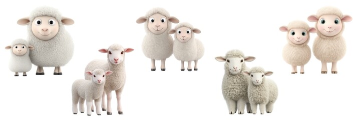 Obraz premium Adorable Sheep Family Enjoy Peaceful Country Living Happy Lambs And Mothers Present Rural Innocence
