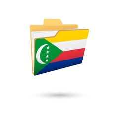 Vector illustration of Comoros flag isolated in file folder on white background.
