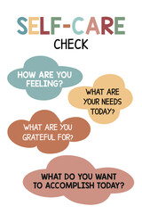 Self-Care Check In With Yourself Poster, Self Care Check, Daily Checklist, Feelings Check In Poster, Mental Health Check In Daily Affirmation