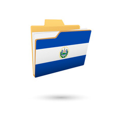 Vector illustration of El Salvador flag isolated in file folder on white background.