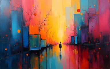Colorful abstract modern art painting. High quality