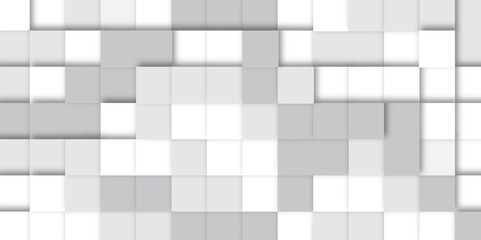 Abstract square mosaic.White ceramic tile background. 3d seamless cubes pattern. 
